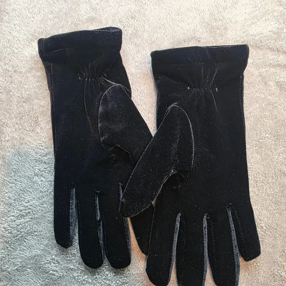 Cejon Gloves Womens One Size Black Velour Thinsulate Lined Insulated Winter
